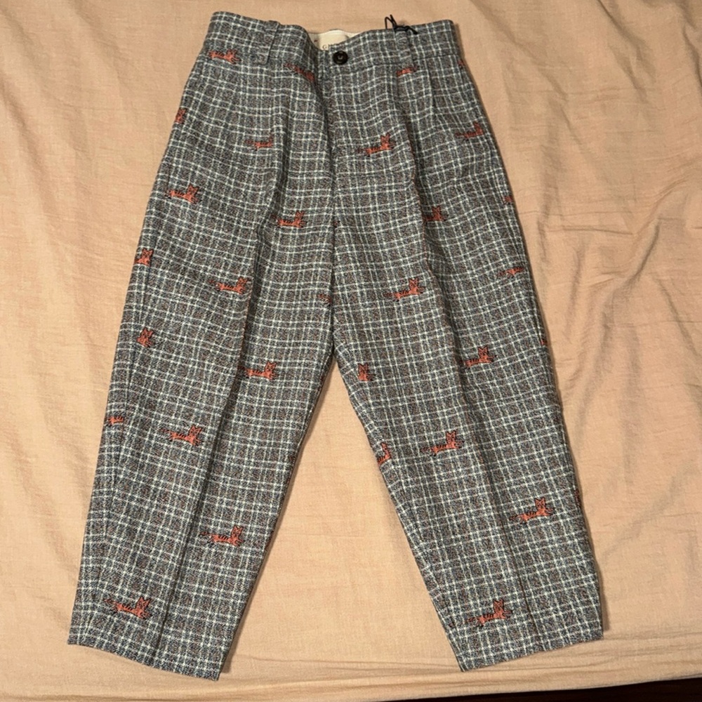 Gucci Gray and Red Dress Pants with Vintage Plaid